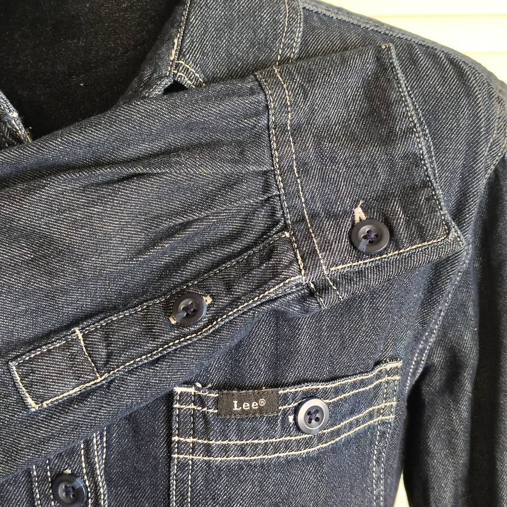 Lee Dark Indigo Denim Button-Up Shirt Dress Size S – Like New - Picture 7 of 9